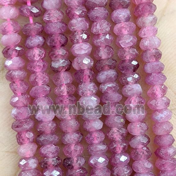 Natural Pink Tourmaline Beads Faceted Rondelle