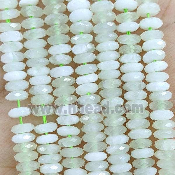 Natural New Mountain Jade Beads Lt.green Faceted Rondelle