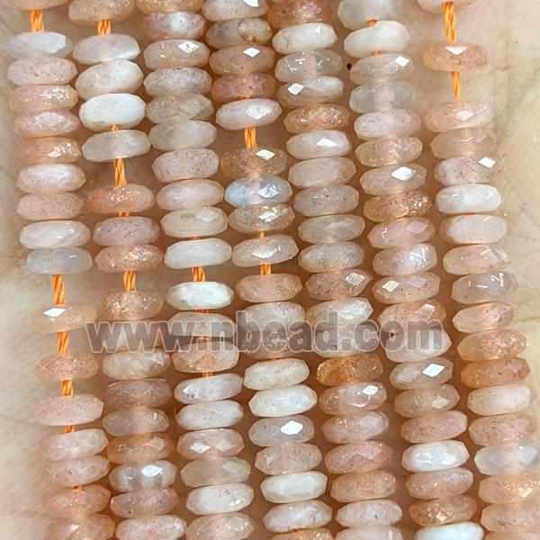 Natural Peach Sunstone Beads Faceted Rondelle