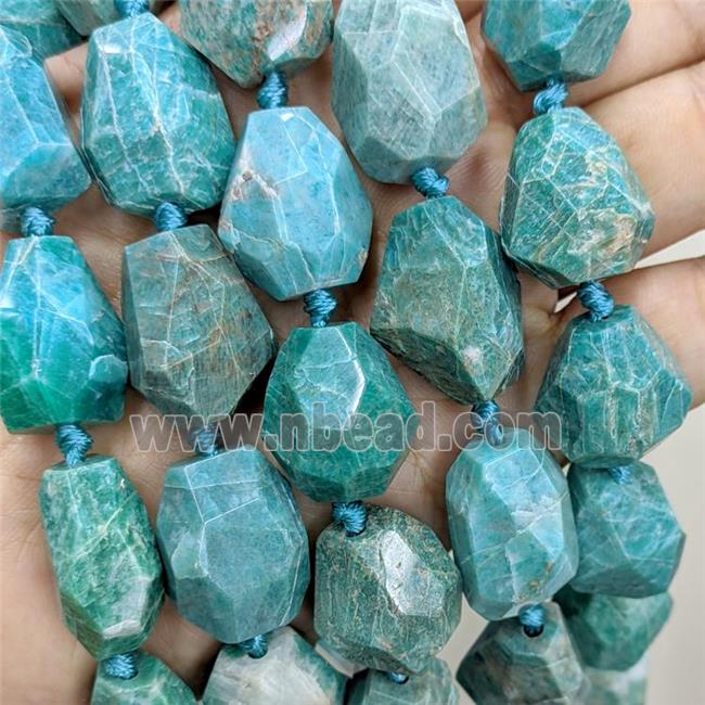 Natural Green Amazonite Nugget Beads Faceted Freeform