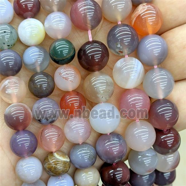 Natural Chinese Yanyuan Agate Beads Multicolor Smooth Round