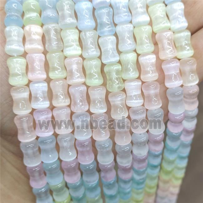 Natural Selenite Beads Bamboo Mixed Color