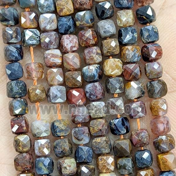 Natural Pietersite Jasper Beads Multicolor Faceted Cube