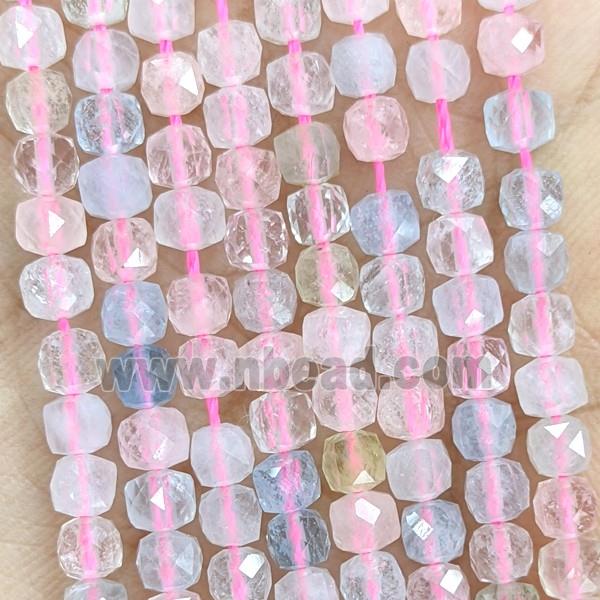 Natural Morganite Beads Multicolor Faceted Cube A-Grade