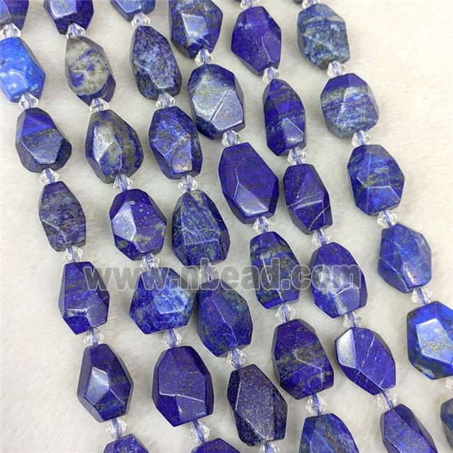 Natural Blue Lapis Lazuli Nugget Beads Faceted Freeform
