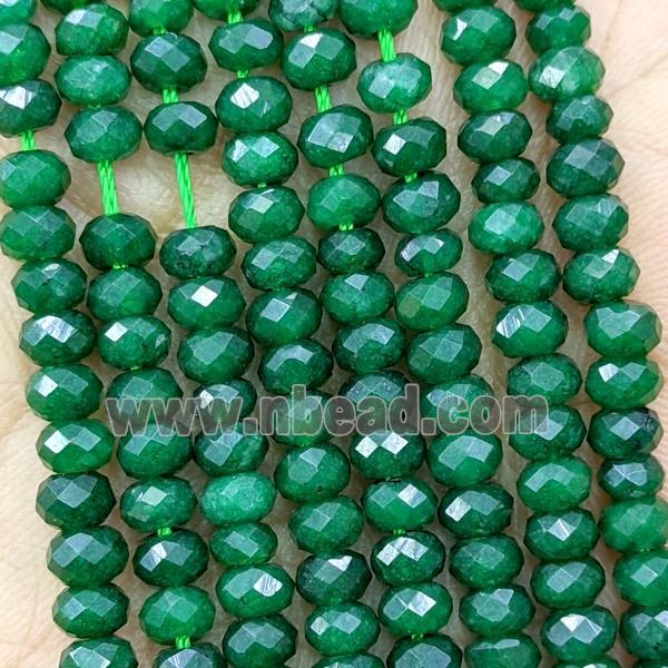 Green Dye Jade Beads Faceted Rondelle
