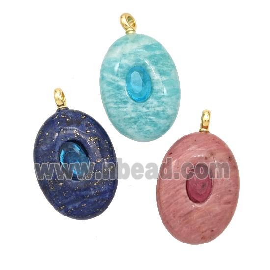 Mixed Gemstone Oval Pendant