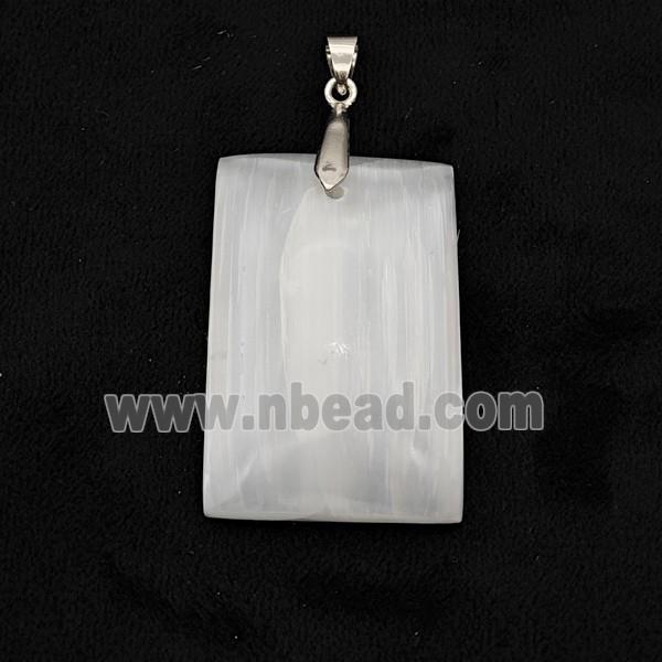 Natural White Selenite Rectangle Pendant