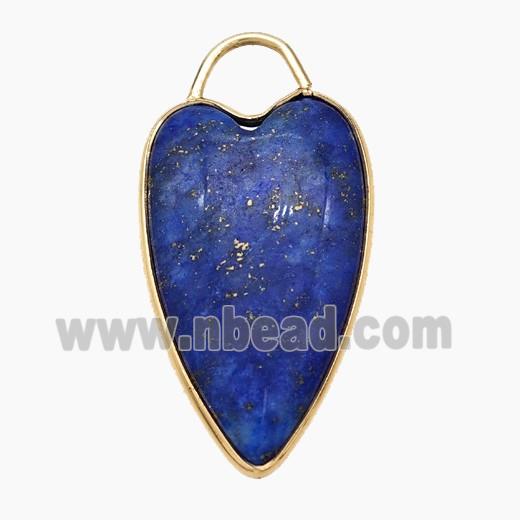 Natural Blue Lapis Lazuli Heart Pendant Gold Plated