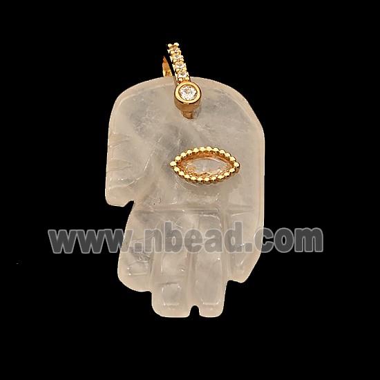 Natural Pink Rose Quartz Buddha-Hand Pendant