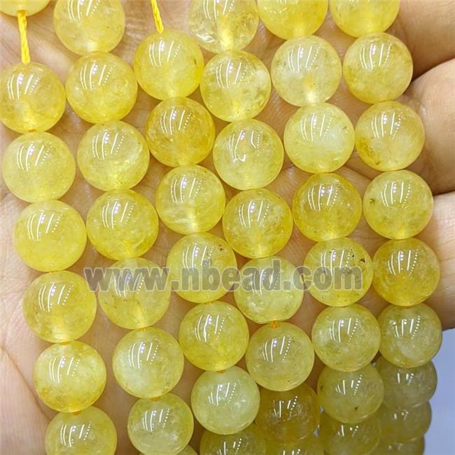 Sponge Jade Beads Yellow Dye Smooth Round