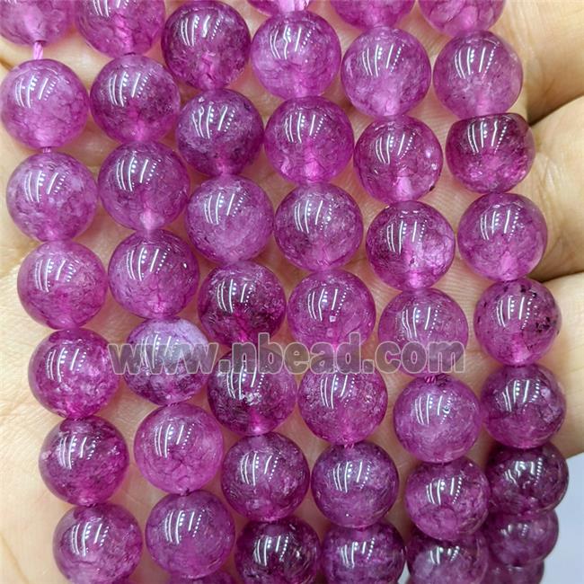 Sponge Jade Beads Fuchsia Dye Smooth Round