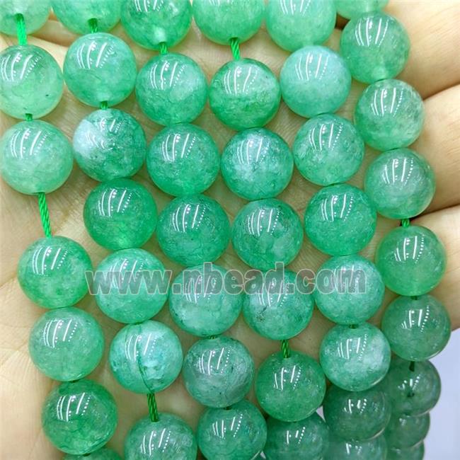 Sponge Jade Beads Green Dye Smooth Round