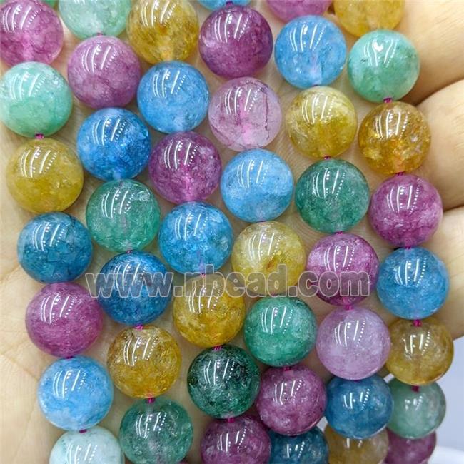 Sponge Jade Beads Dye Smooth Round Mixed Color