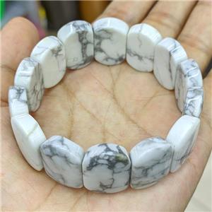 Natural White Howlite Turquoise Bracelet Stretchy, approx 15-24mm