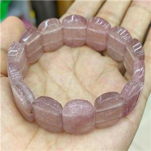 Natural Pink Strawberry Quartz Bracelet Stretchy, approx 15-24mm