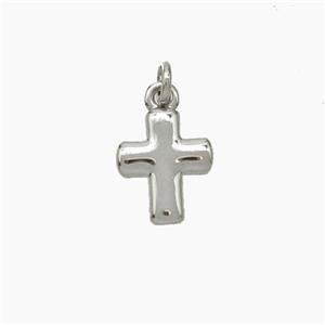 Copper Cross Pendant Platinum Plated, approx 8-9mm