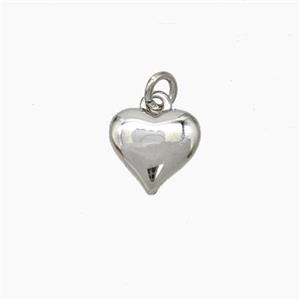 Copper Heart Pendant Platinum Plated, approx 8mm