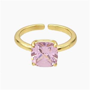 Copper Ring Pave Pink Zirconia Gold Plated, approx 8mm, 18mm dia