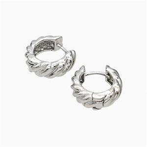 Copper Hoop Earrings Platinum Plated, approx 14mm dia