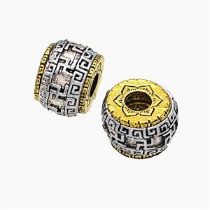 Tibetan Style Alloy Beads Barrel Large Hole Antique Silver Golden, approx 8-11mm, 4mm hole