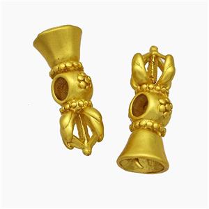 Tibetan Style Copper Vajra Pestle Beads Gold Plated, approx 9-23mm