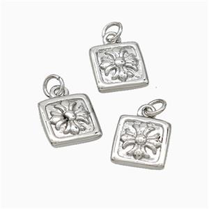 Copper Cross Pendant Square Platinum Plated, approx 8mm