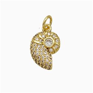 Copper Pendant Pave Zircon, Gold Plated, approx 9.5-13mm