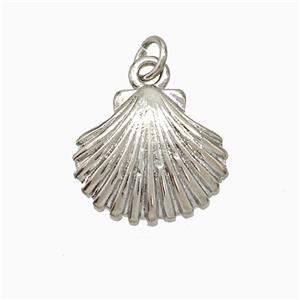 Copper Scallop Shell Pendant Platinum Plated, approx 14-16mm