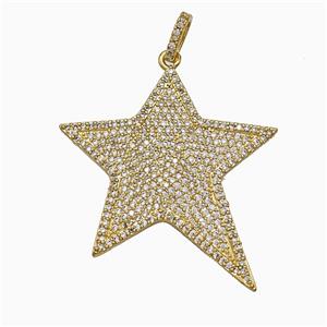Copper Star Pendant Micropave Zirconia Gold Plated, approx 36-40mm
