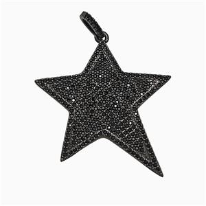 Copper Star Pendant Micropave Zirconia Black Plated, approx 36-40mm