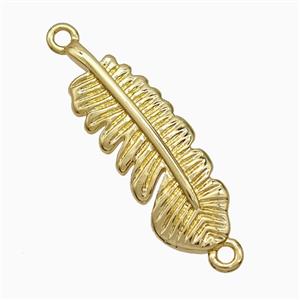 Copper Feather Connector Gold Plated, approx 8-24mm