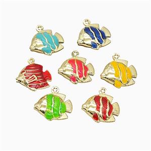 Copper Fish Pendant Painted Gold Plated Mixed, approx 14-17mm