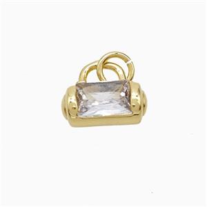 Copper Lock Pendant Pave Zirconia Gold Plated, approx 9.5-11mm