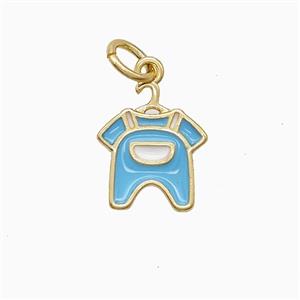 Baby Clothes Charms Copper Pendant Blue Enamel Gold Plated, approx 10-12mm