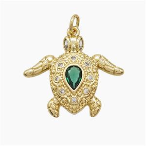 Copper Tortoise Pendant Pave Zirconia Crystal Glass Gold Plated, approx 20-25mm