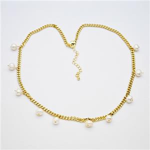 Copper Necklace With Pearl Gold Plated, approx 6-7mm, 3.5mm, 40-45cm length