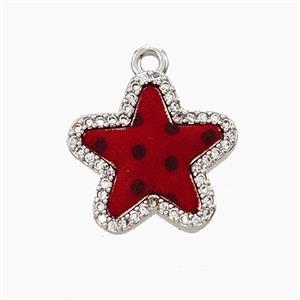 Copper Star Pendant Pave Zirconia Resin Platinum Plated, approx 16mm