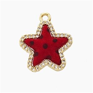 Copper Star Pendant Pave Zirconia Resin Gold Plated, approx 16mm