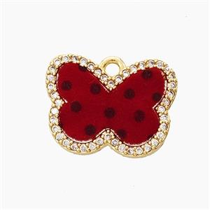 Copper Butterfly Pendant Pave Zirconia Resin Gold Plated, approx 13-17mm