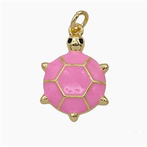 Copper Tortoise Pendant Pink Enamel Gold Plated, approx 14-18mm