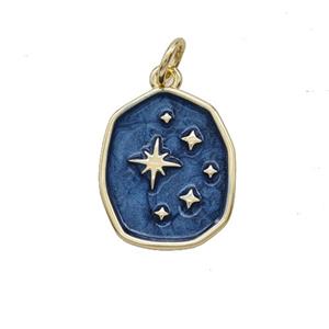Copper Star Pendant Blue Enamel Gold Plated, approx 13-15mm