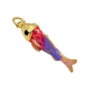 Copper Fish Pendant Enamel Gold Plated, approx 7-25mm