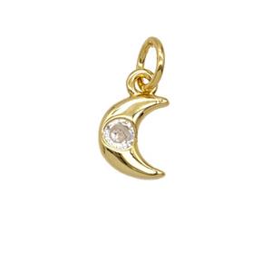 Copper Moon Pendant Pave Zirconia 18K Gold Plated, approx 6-8mm