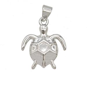 Copper Tortoise Pendant Platinum Plated, approx 19-22mm
