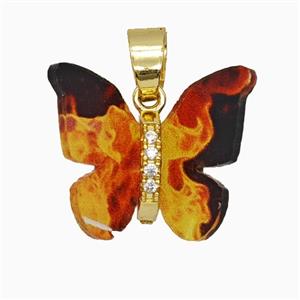 Orange Resin Butterfly Pendant Gold Plated, approx 15-18mm