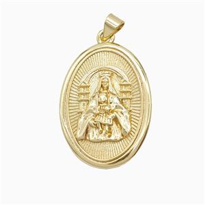 Copper Virgin Mary Pendant Gold Plated, approx 20-27mm