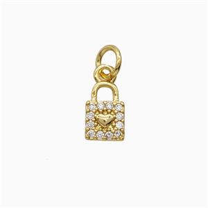 Copper Locket Pendant Pave Zirconia Gold Plated, approx 6-9mm