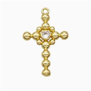 Copper Pendant Pave Zircon, Gold Plated, approx 19-26mm