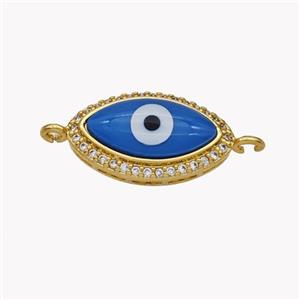 Copper Oval Connector Pave Shell Zirconia Evil Eye 18K Gold Plated, approx 10-17mm